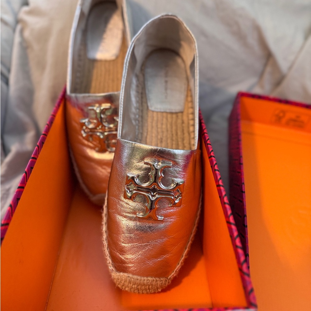 Tory Burch Eleanor Silver Espadrilles